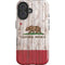 California Flag Dark Wood iPhone 16 Plus Impact Case